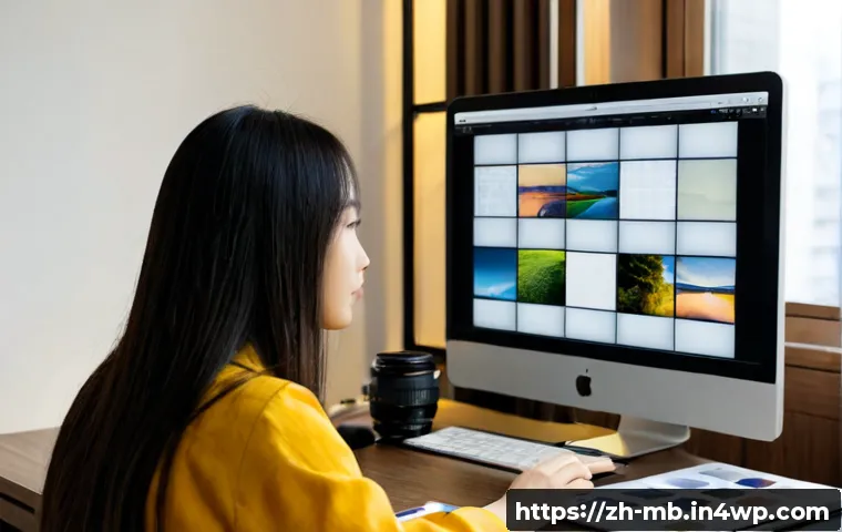 온라인 포트폴리오 효과적으로 만드는 법 - Photorealistic modern home office scene, a young creative professional thoughtfully curating a clean...